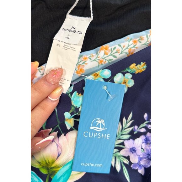 Cupshe Floral High-Waisted Bikini Bottoms With Accenting Color Floral Pattern Tr - Picture 5 of 6